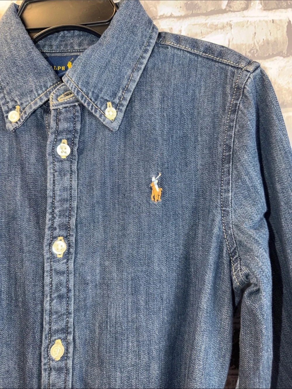 Ralph Lauren Indigo Denim Shirt Dress with Tie Belt